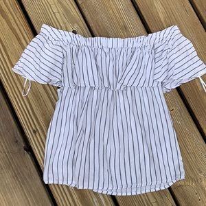 White striped off shoulder top